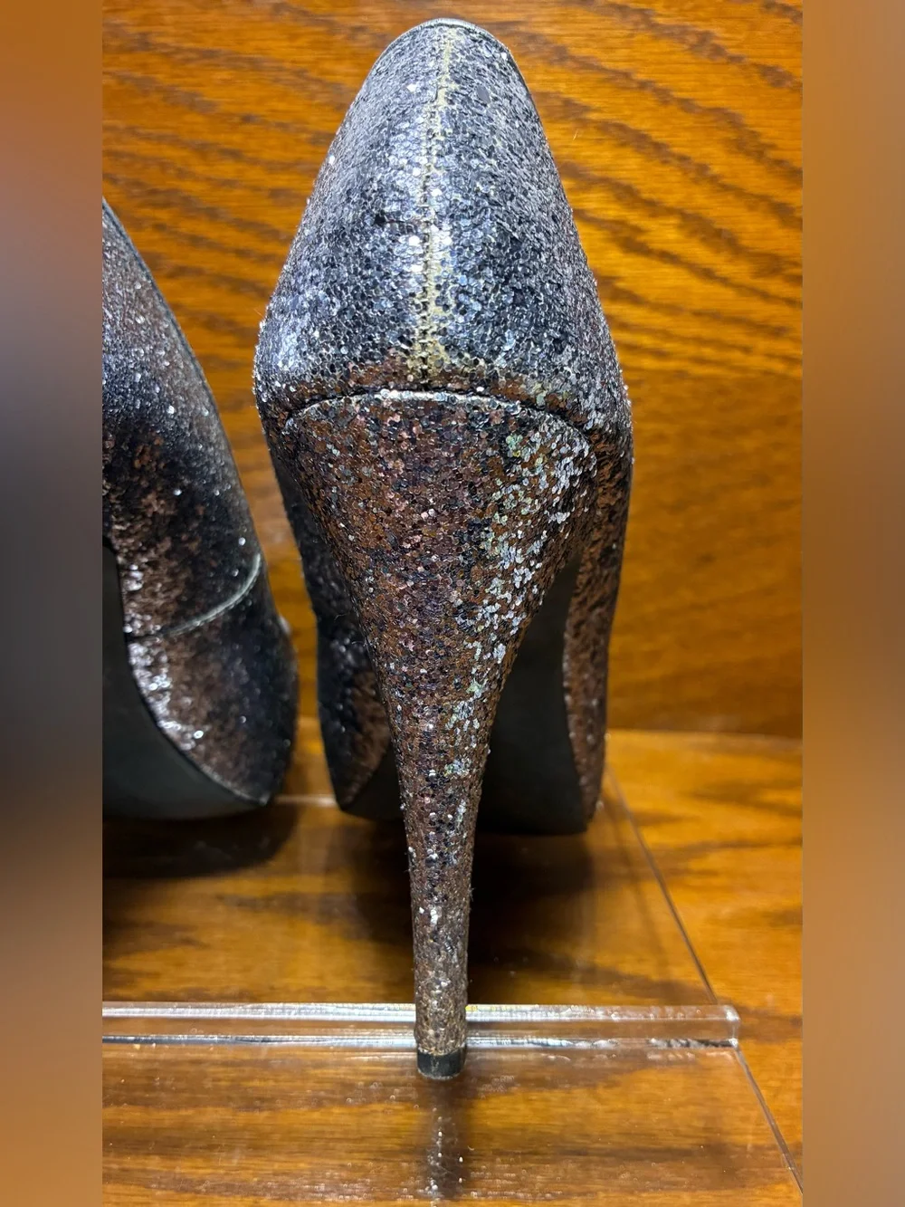 Michael Silver Glitter Platform Pumps Size 8.5